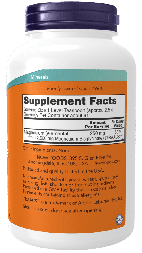Nüüd toidud Magnesium Bisglycinate Pulber - 227g koostis