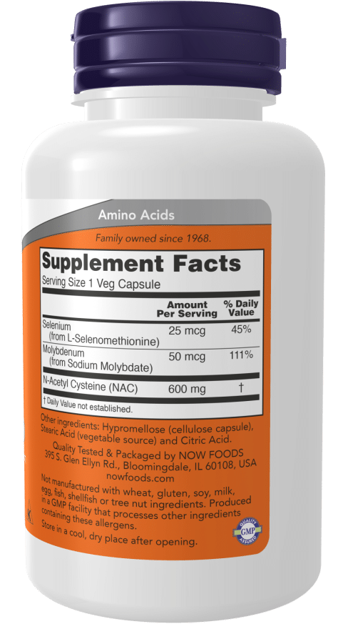 NOW Foods N-Acetyl-Cysteine 600mg 100vcaps - NAC sudetis