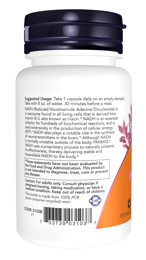 NOW foods, NADH (Reduced Nicotinamide Adenine Dinucleotide) 10 mg -60 veg caps vartojimas