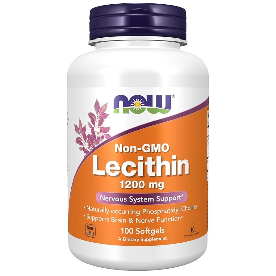 NOW Foods Non-GMO Lecithin 1200 mg 100 Softgels kaina