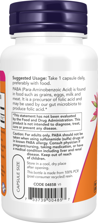 NOW Foods PABA 500mg 100caps vartojimas