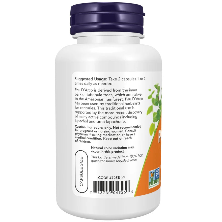 NOW Foods Pau D'Arco 500 mg 100 kapslit
