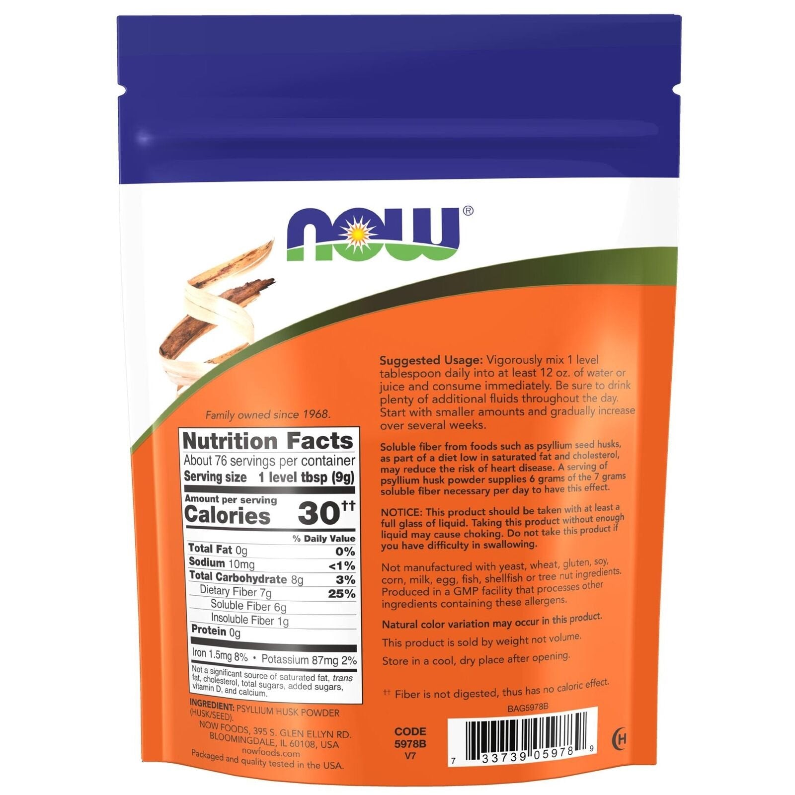 NOW FOODS Psyllium Husk Powder 680 g sudetis