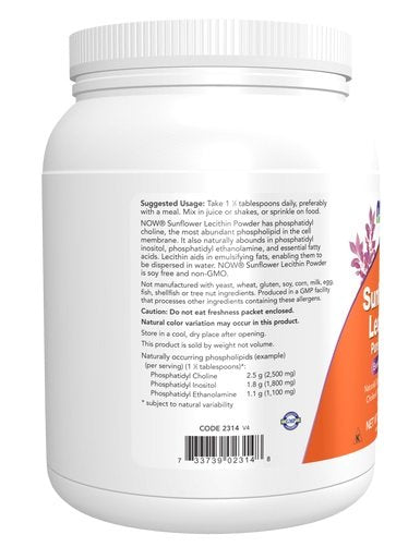 NOW Foods Sunflower Lecithin Pure Powder 454g vartojimas