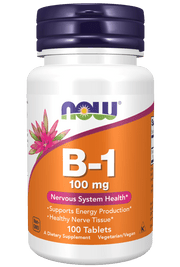 NOW Foods Vitamin B-1 Thiamine, 100mg - 100 tablets kaina
