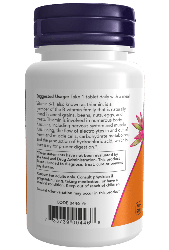 NOW Foods Vitamin B-1 Thiamine, 100mg - 100 tablets vartojimas
