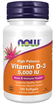 Now Foods Vitamin D-3 5000 IU 120 Softgels kaina akcija pigu
