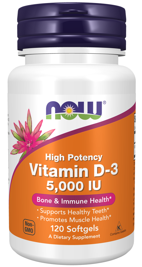 Now Foods Vitamin D-3 5000 IU 120 Softgels kaina akcija pigu