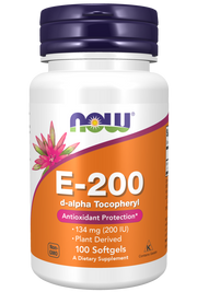 Now Foods Vitamin E-200 d-alpha Tocopheryl 100 softgels kaina
