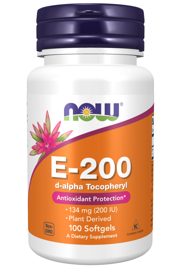 Now Foods Vitamin E-200 d-alpha Tocopheryl 100 softgels kaina