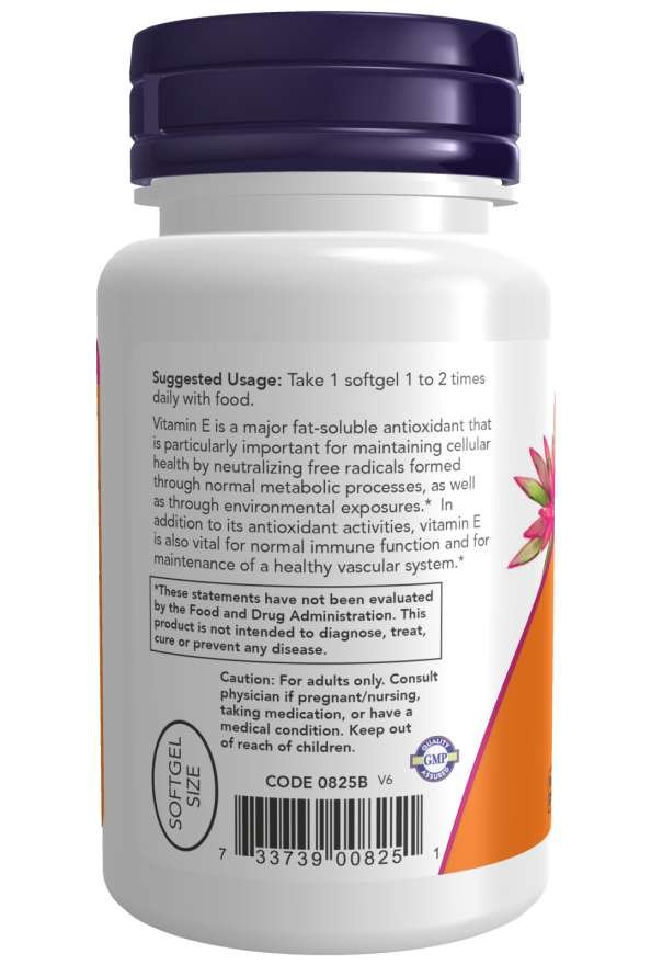 Now Foods Vitamin E-200 d-alpha Tocopheryl 100 softgels sudetis