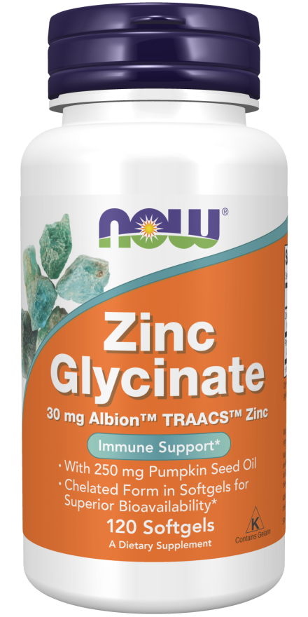 NOW Foods Zinc Glycinate - 120 softgels kaina