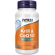NOW Krill & CoQ10 60 softgels kaina