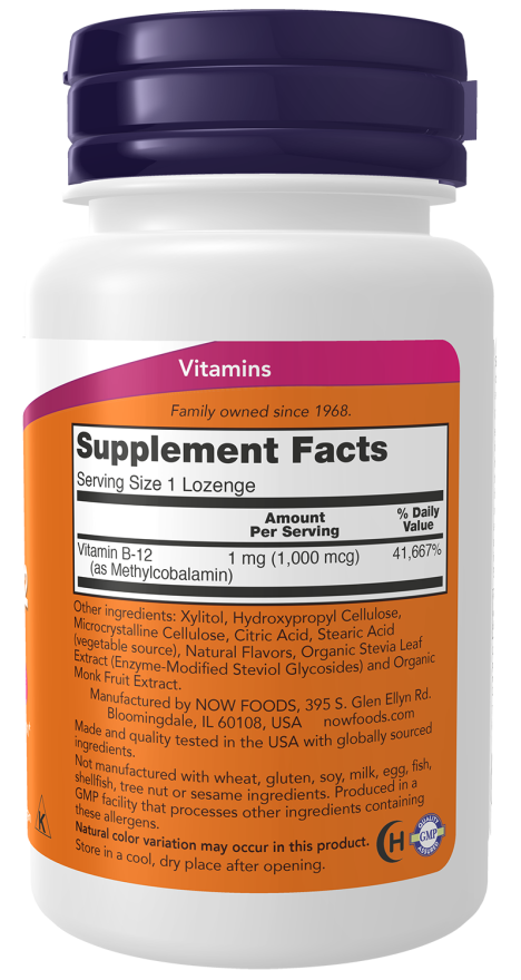 NOW Methyl B-12 1000mcg 100 lozenges sudetis