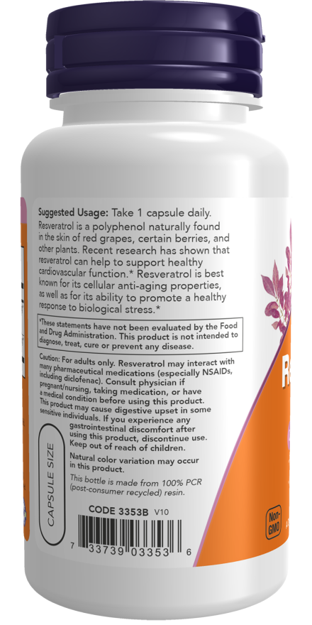 NOW Natural Resveratrol 200mg 60 Veg. Capsules vartojimas