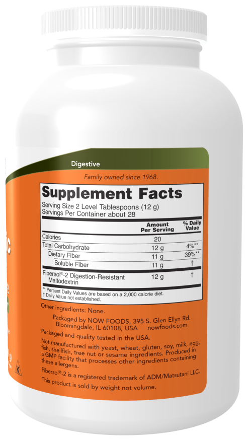 NOW Prebiotic Fiber With Fibersol-2 340g sudetis