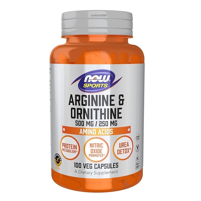 NOW Sports Arginine & Ornithine 500 mg 250 mg 100 veg capsules