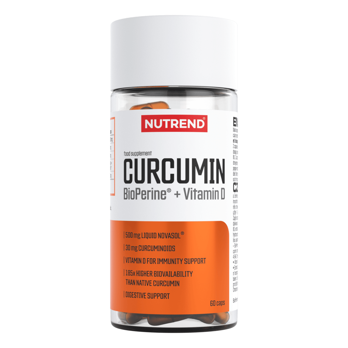 NUTREND Curcumin + Bioperine + Vit D, 60kaps kaina