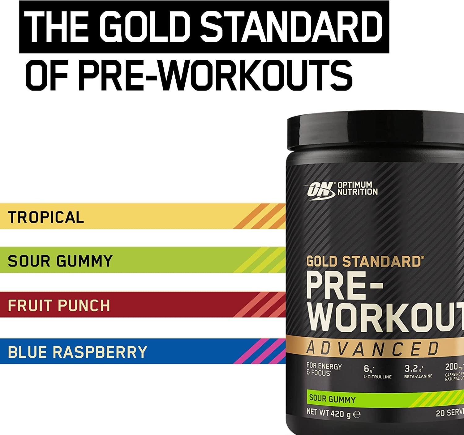 Optimum Nutrition Gold Standard Pre-Workout Advanced 420g skoniai