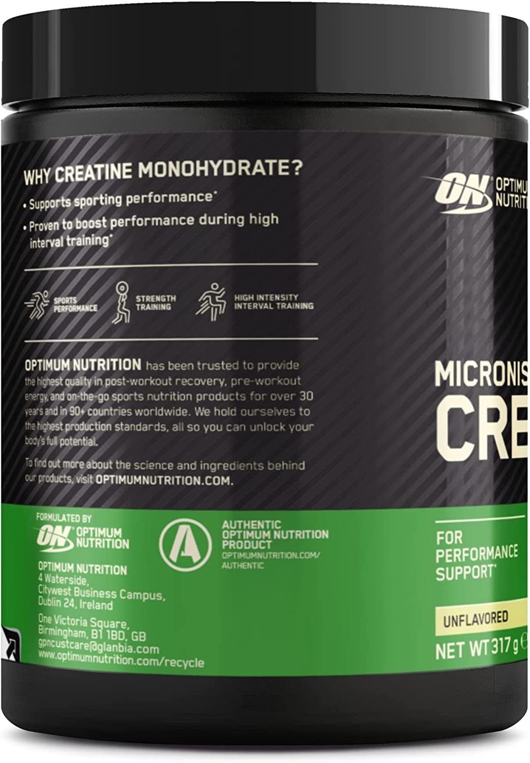 Optimum Nutrition Micronised Creatine Powder 317 g vartojimas