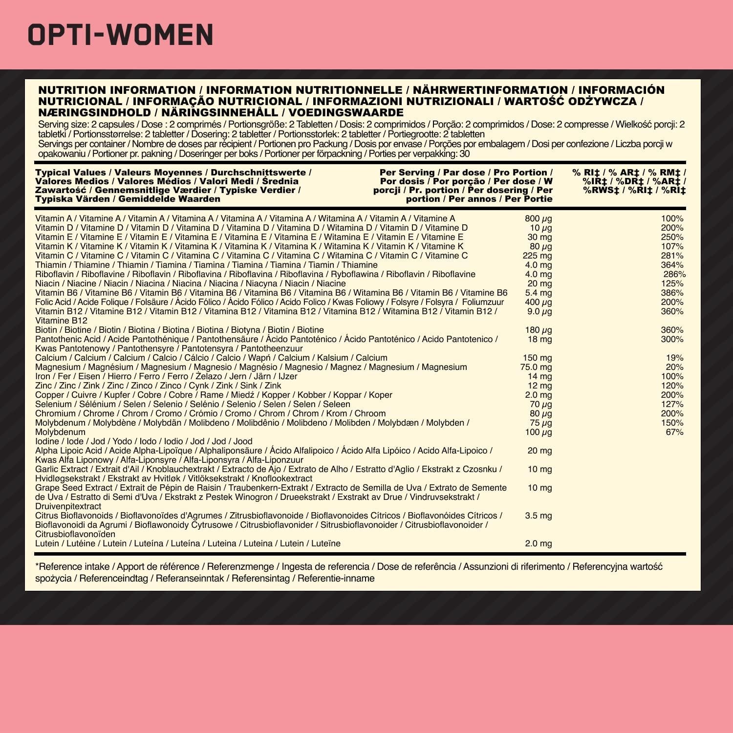 Optimum nutrition opti-Women 60 capsules kaina sudetis