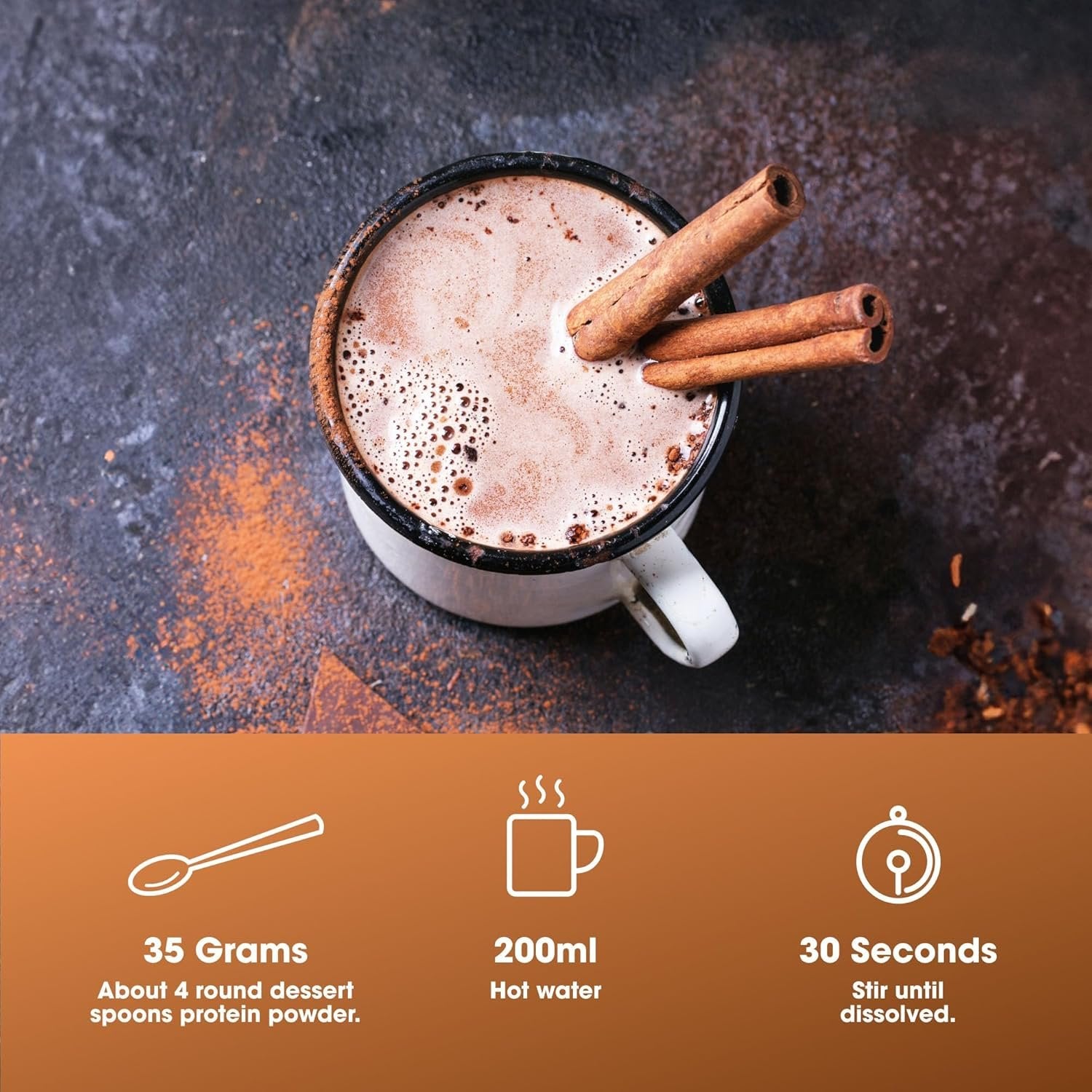 Optimum Nutrition Protein Hot Chocolate 350g Chocolate Hazelnut pateikimo budas