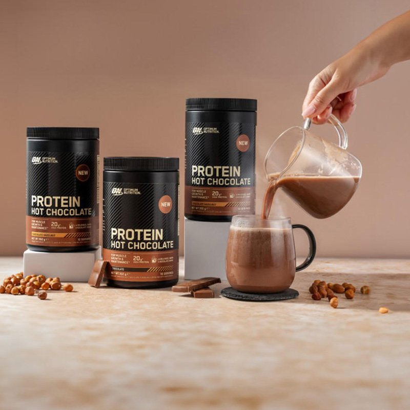 Optimum Nutrition Protein Hot Chocolate 350g Chocolate Hazelnut vartojimas