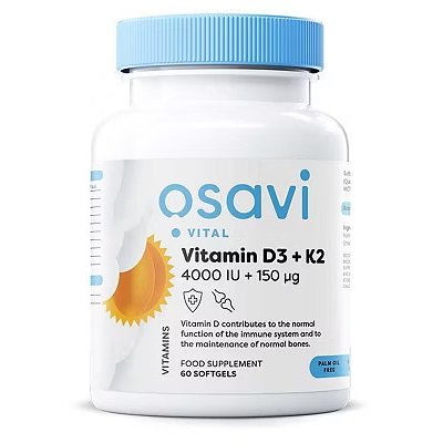 Osavi Vitamin D3 + K2, 4000IU + 150mcg - 60 softgels