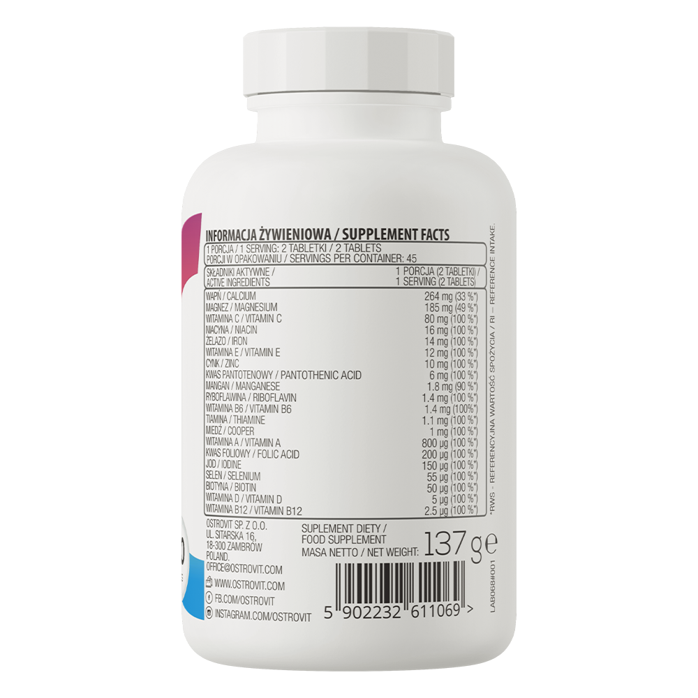 OstroVit 100% Vit&Min 90 tablets sudetis