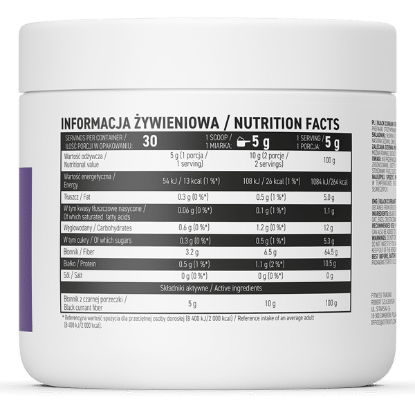 OstroVit-Black-Currant-Fiber-VEGE-150-g-kaina-sudetis