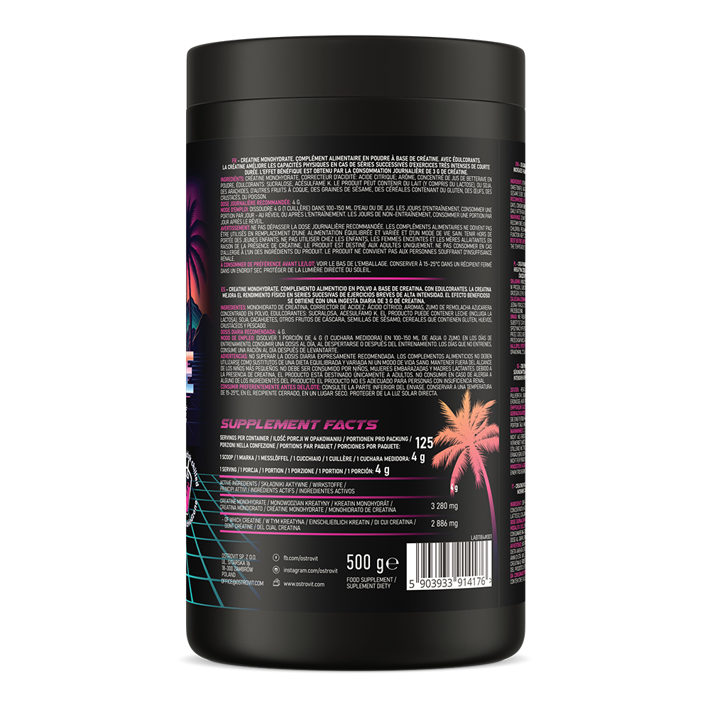 OstroVit Creatine Monohydrate 500 g Miami Vibes sudetis