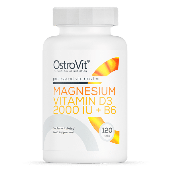 OstroVit Magnesium + Vitamin D3 2000 IU + B6 120 tablets kaina