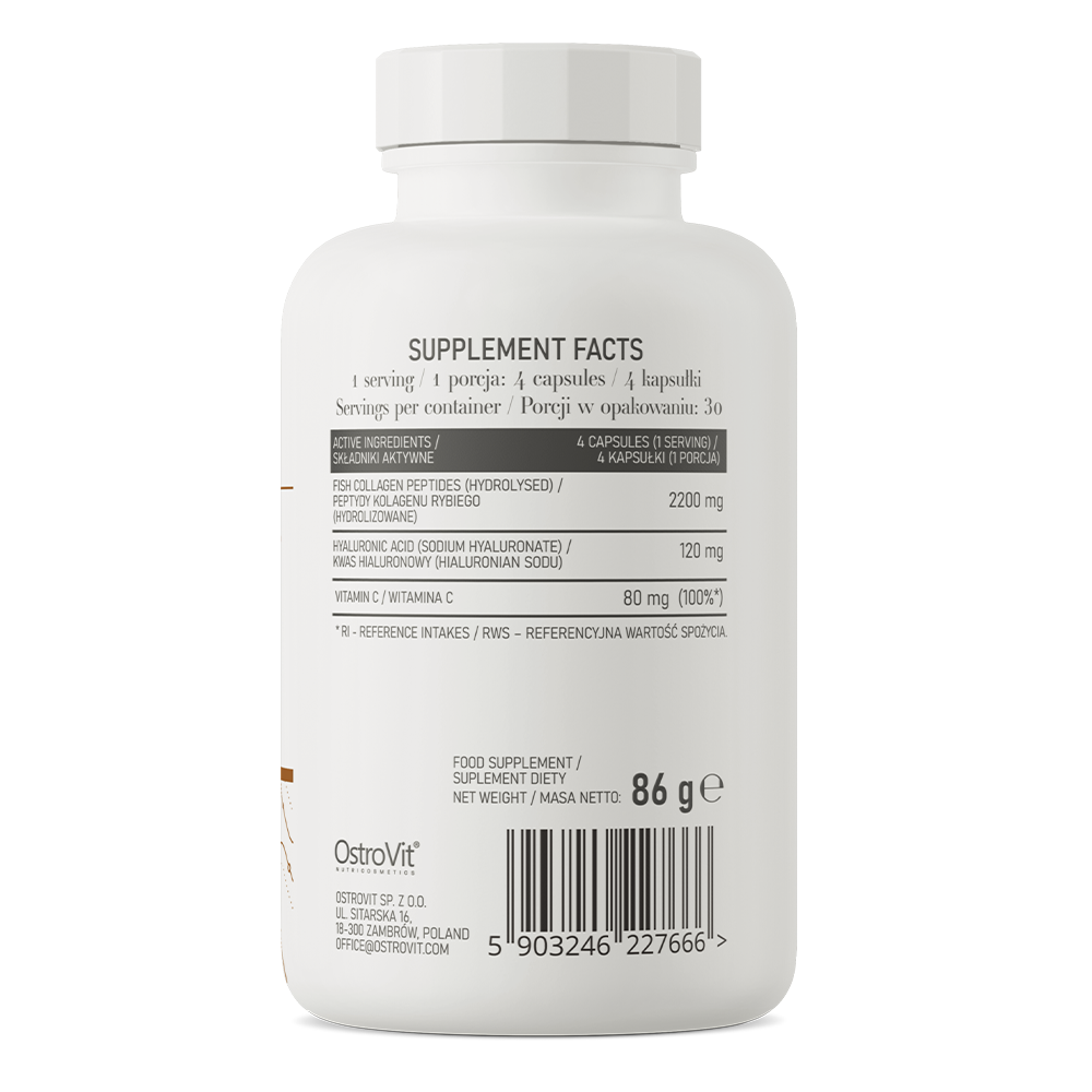 OstroVit Marine Collagen with Hyaluronic Acid and Vitamin C 120 caps sudetis