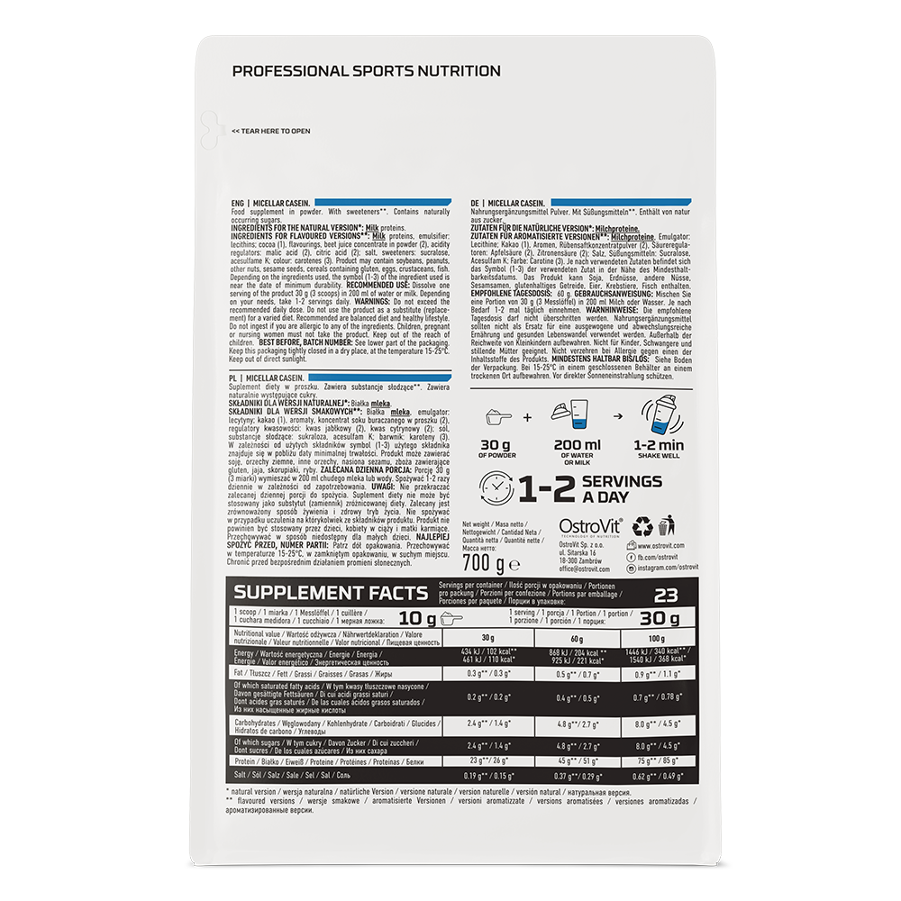 OstroVit Micellar Casein 700 g sudetis pigu