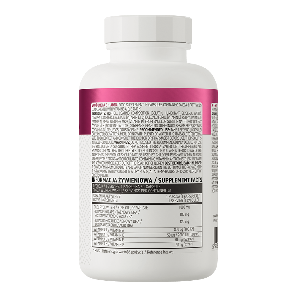 OstroVit Omega 3 + ADEK 90 capsules sudetis