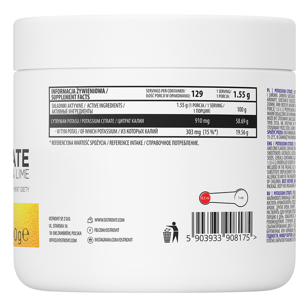 OstroVit Potassium Citrate 200 g lemon lime sudetis