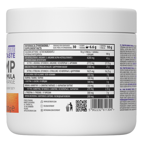 OstroVit PUMP Pre-Workout Formula 300 g NEW FORMULAorange sudetis