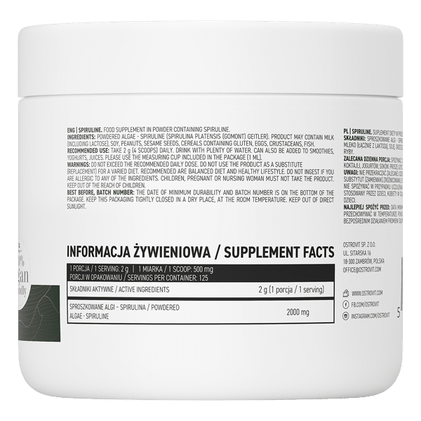 OstroVit Spiruline VEGE 250g back