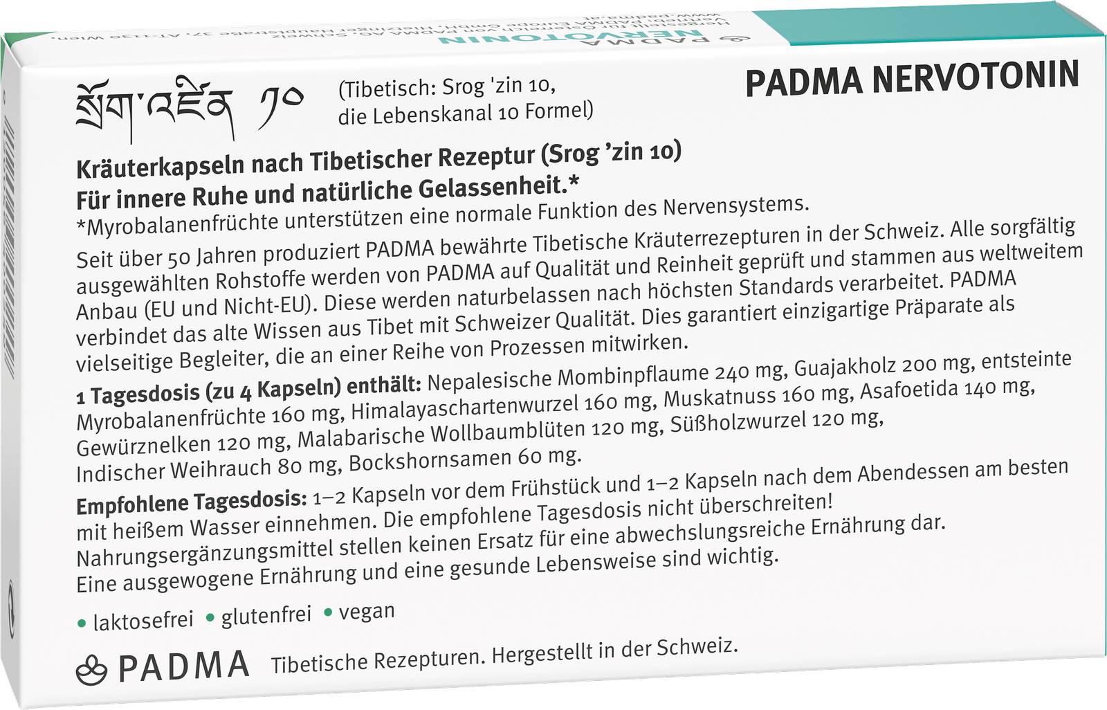 PADMA NERVOTONIN® (40 kapsulių) sudetis