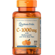 Puritan's Pride C-vitamiini kompleks – 1000 mg bioflavonoidide ja kibuvitsamarjadega, 100 kaetud kapslit