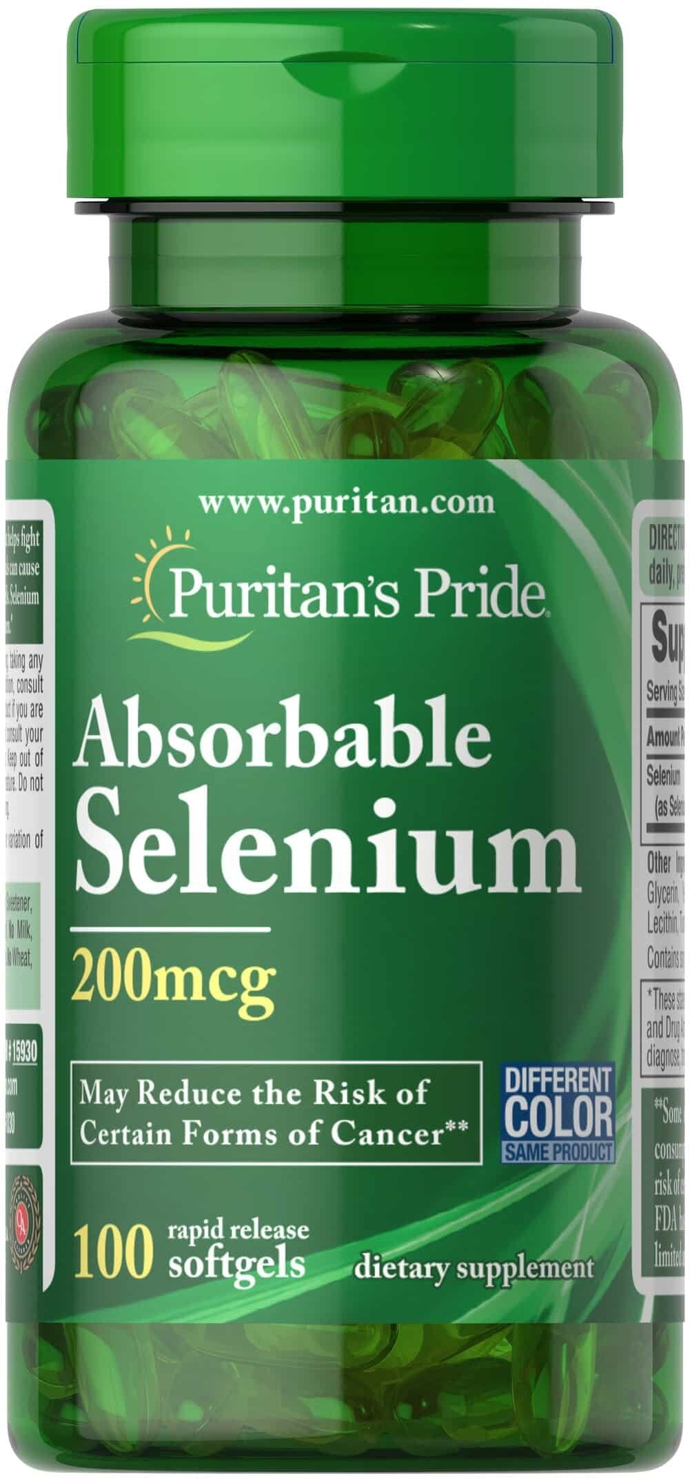 Puritan's Pride Absorbable Selenium 200 mcg-100 Softgels kaina