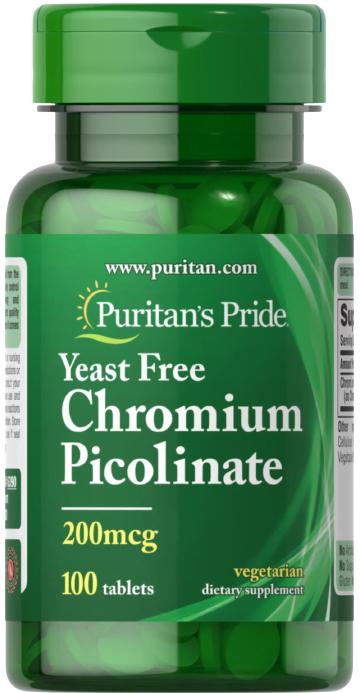 Puritan's Pride Chromium Picolinate 200 mcg Yeast Free 100 tablets akcija