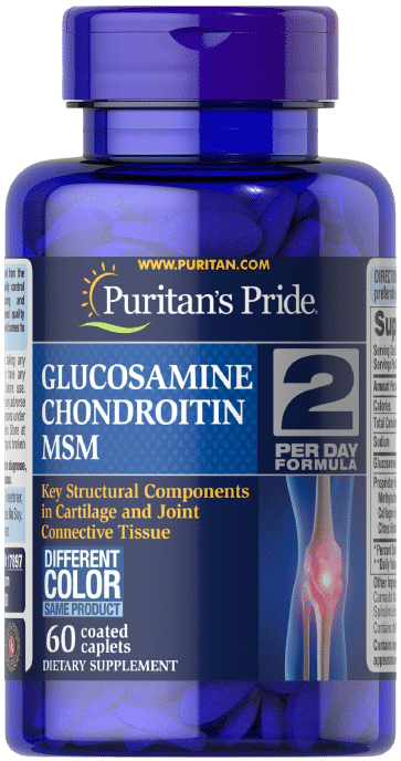 Puritan's Pride Glucosamine, Chondroitin & MSM - 2 Per Day Formula 60 coated caplets kaina