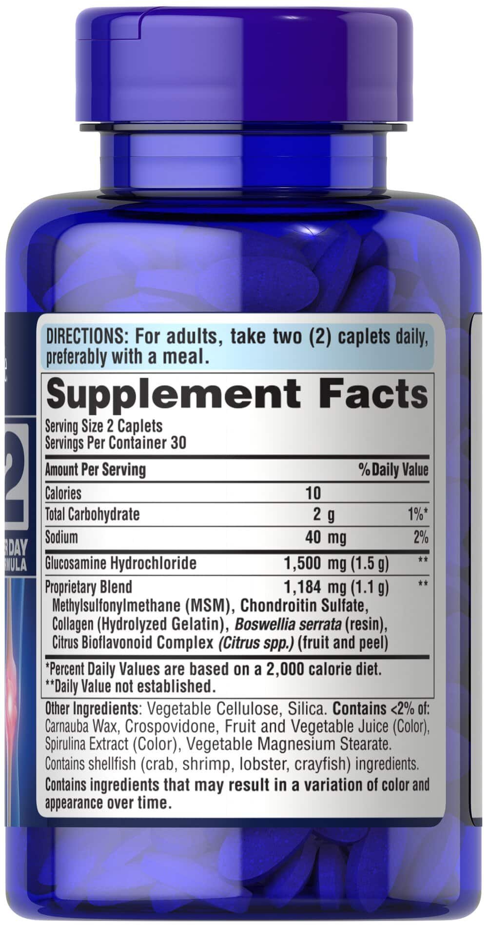 Puritan's Pride Glucosamine, Chondroitin & MSM - 2 Per Day Formula 60 coated caplets sudetis