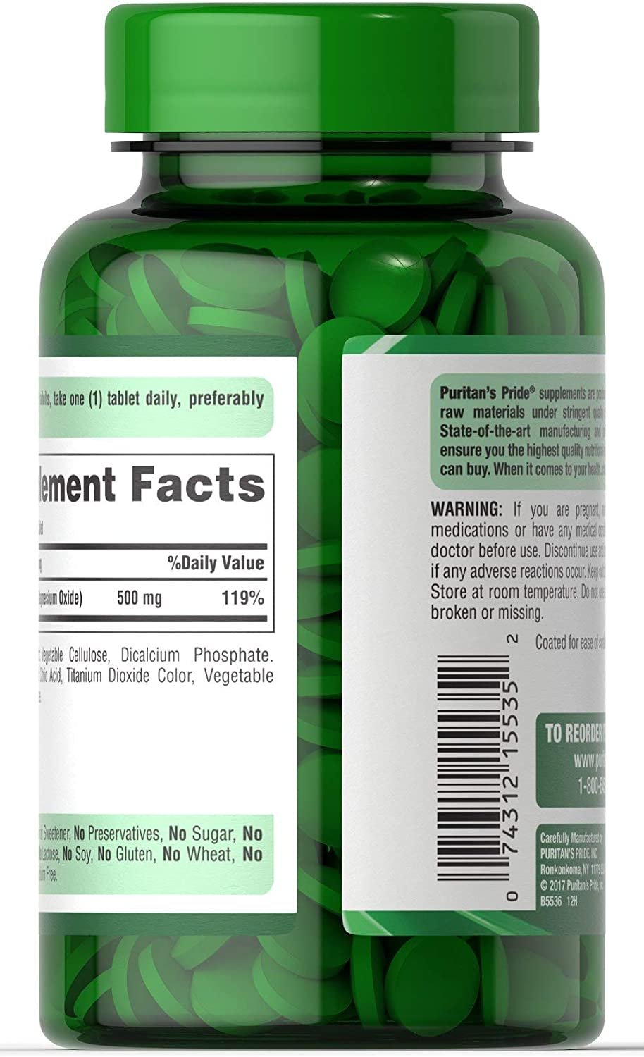 Puritan's Pride High Potency Magnesium - 500mg - 100 tabs sudetis