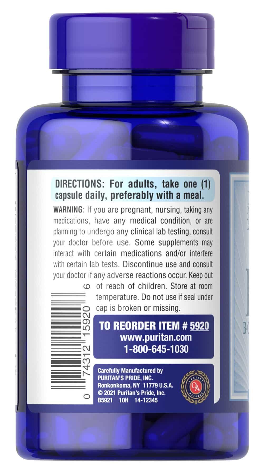 Puritan's Pride Mega B-50 B-Complex Vitamin - 100 caps. vartojimas