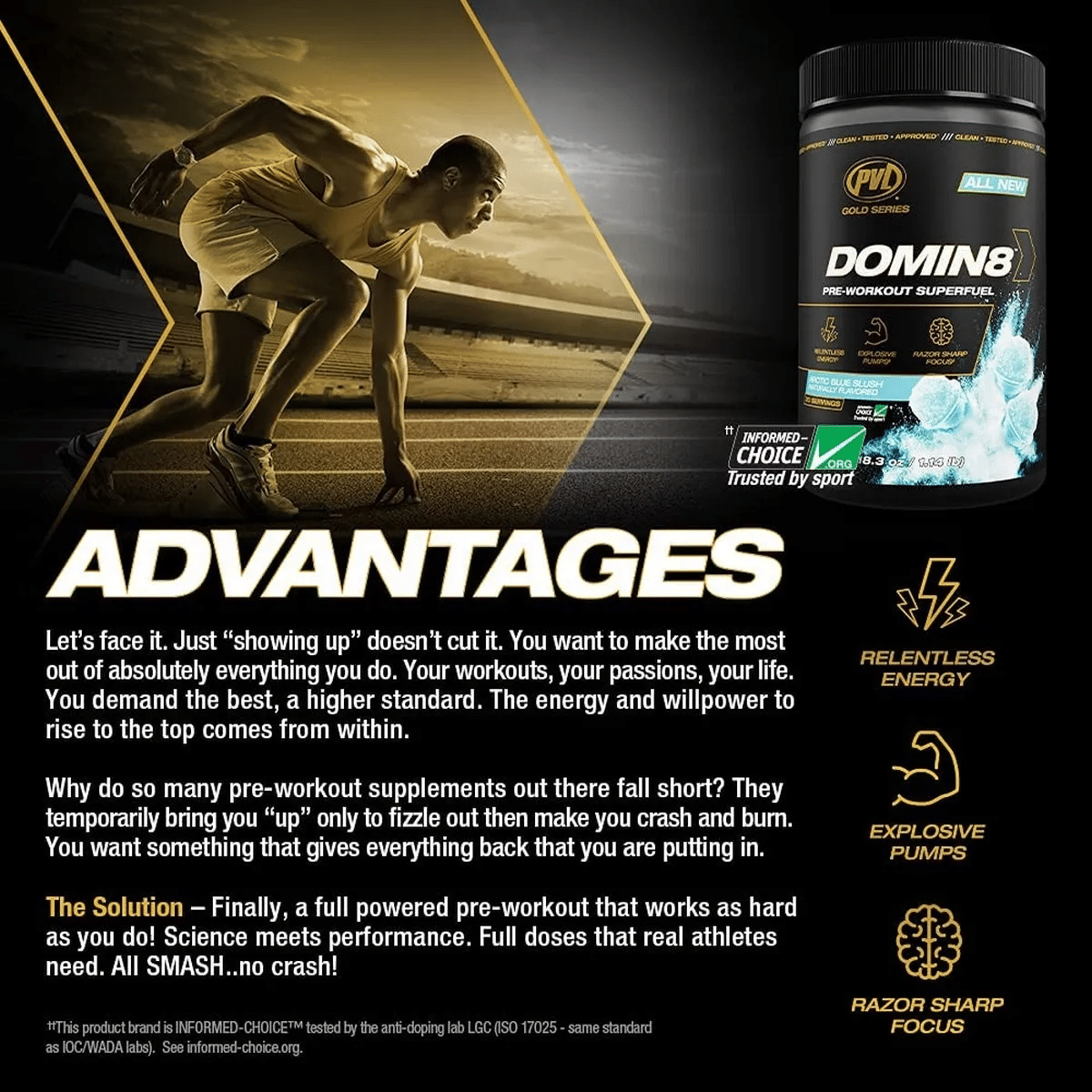 PVL Essentials Gold Series Domin8- 520 g kaina advantages
