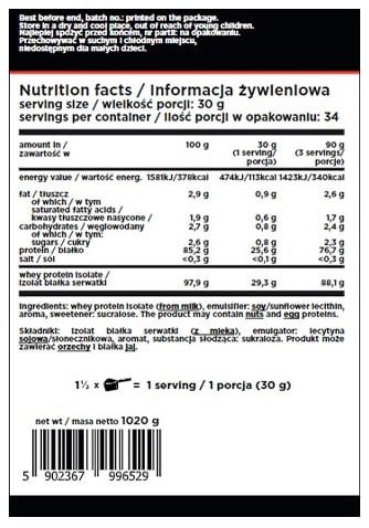 RED SUPPORT IsoWhey - 2040g kaina akcija sudetis