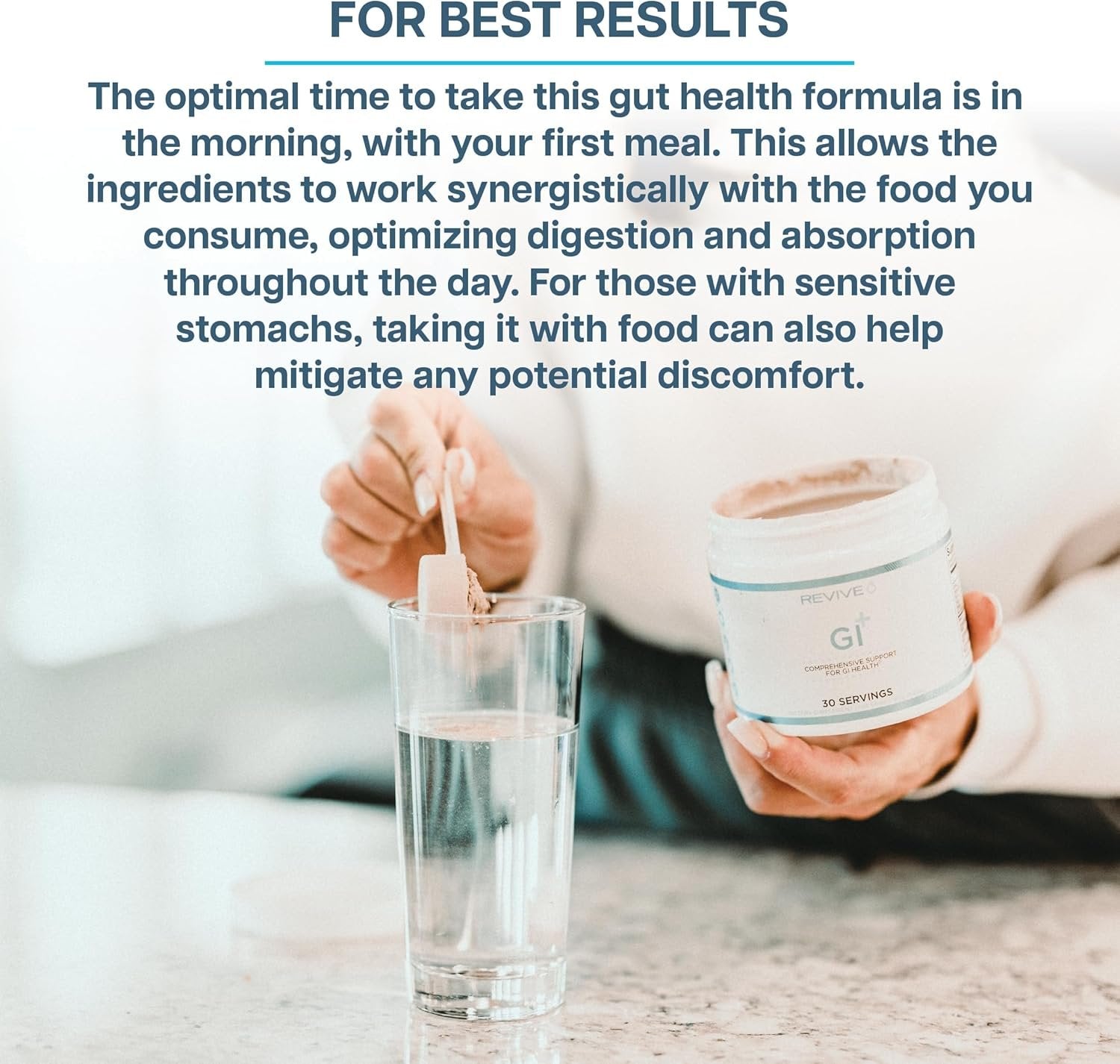 Revive Gi+,153g - 30 servings vartojimas