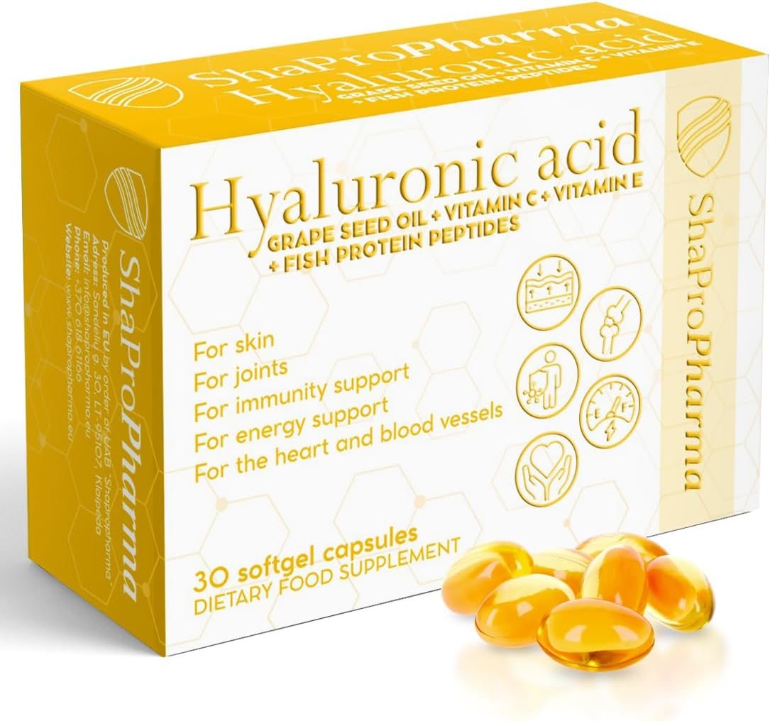Shapropharma Hyaluronic acid 30 softgel capsules kaina